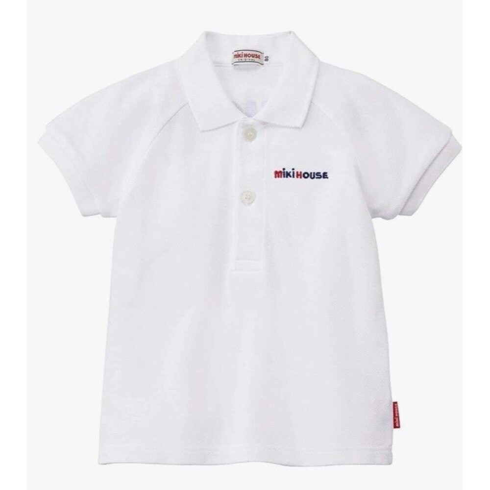 Miki House Boys Polo Shirt White Sz 90 2T Casual Kids Clothing Top